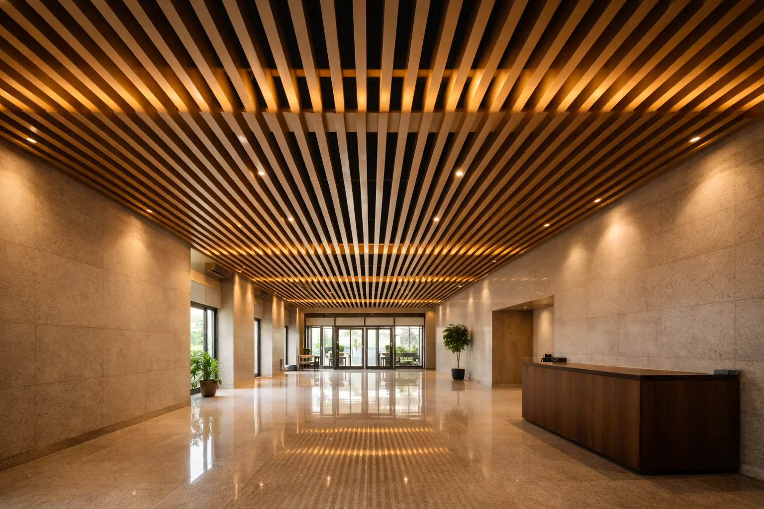 Baffle False Ceiling installation in a Bangalore project