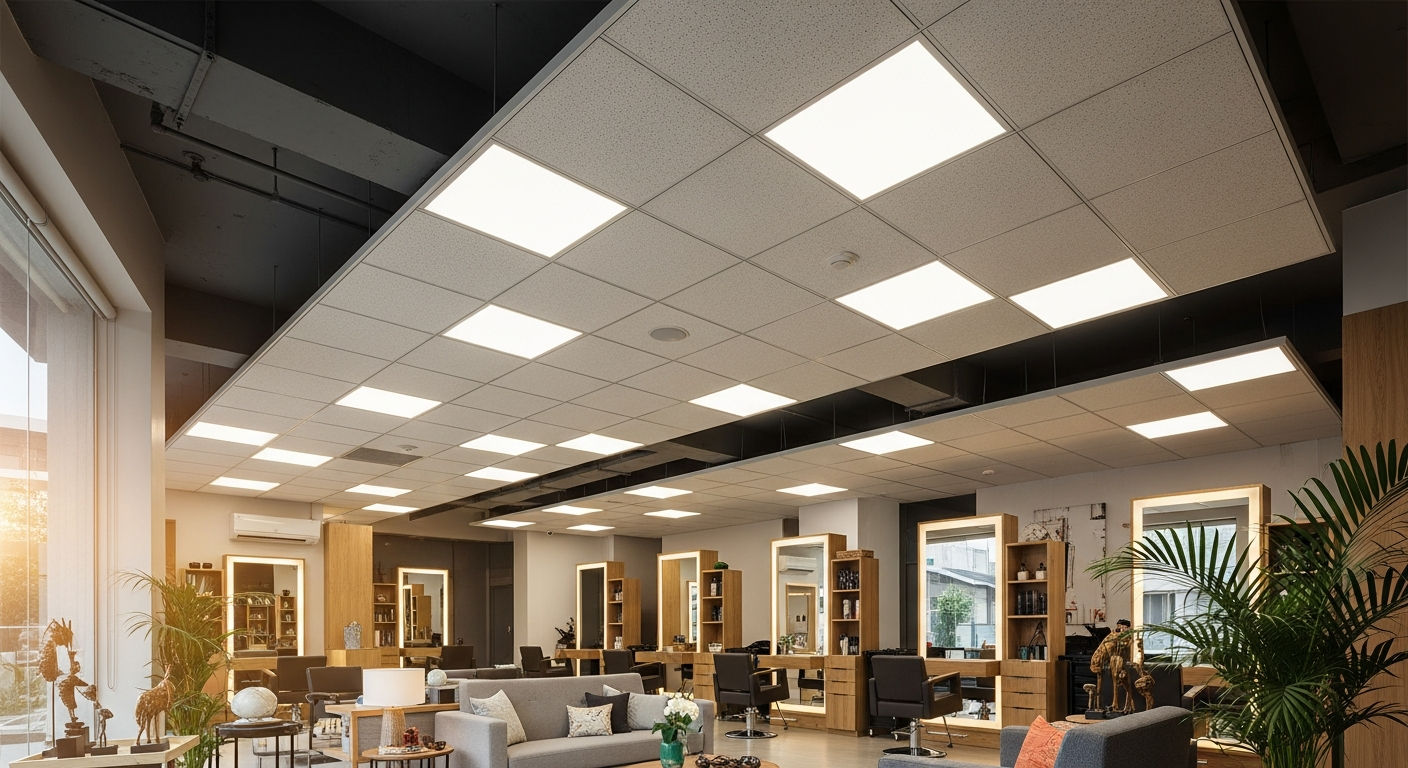 Grid ceiling in a Koramangala Bangalore startup office