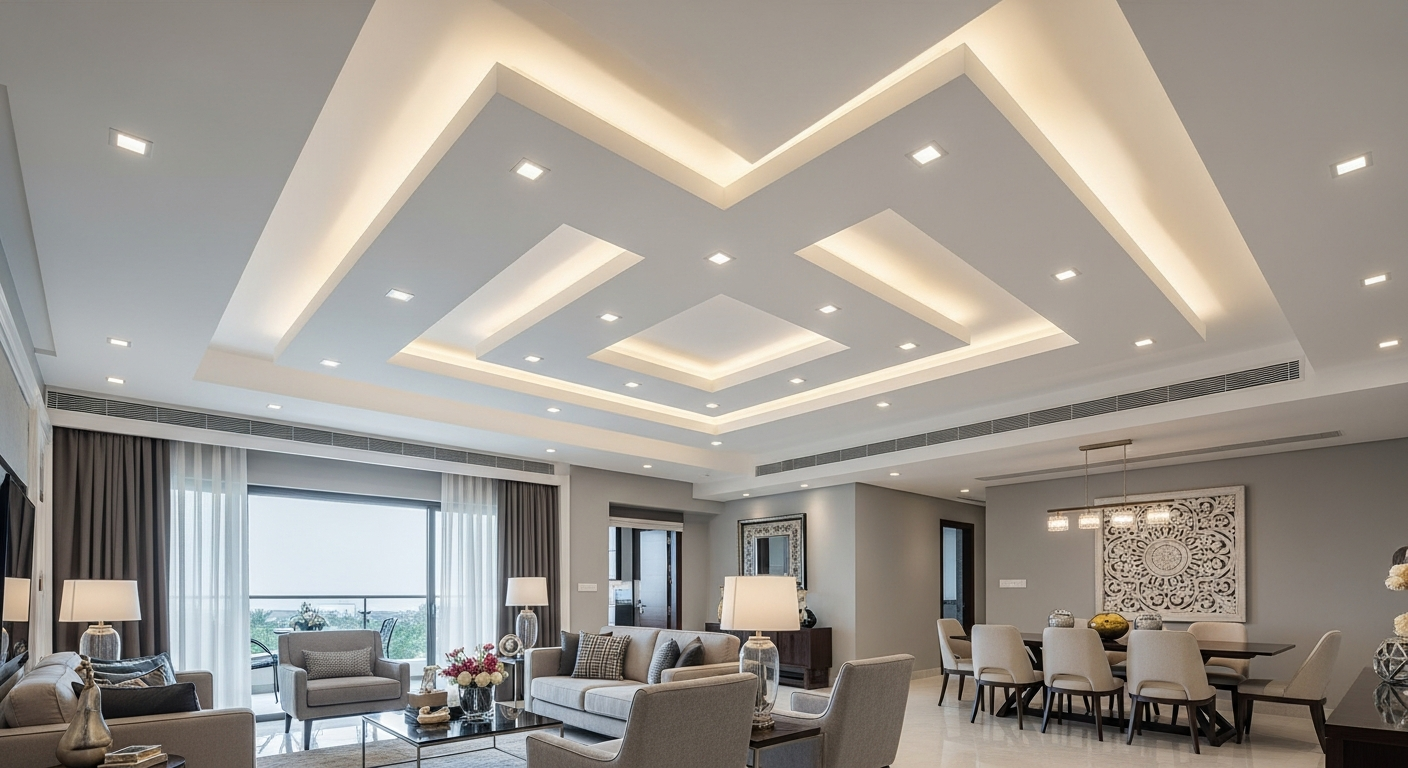 Gypsum false ceiling in a Sarjapur Road Bangalore villa