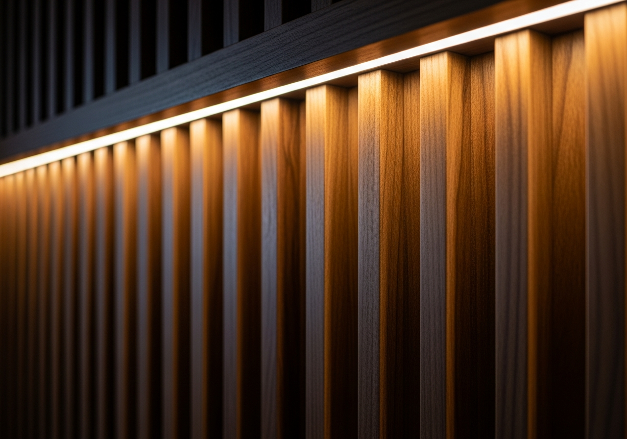 Fluted panelling in a Bangalore living room