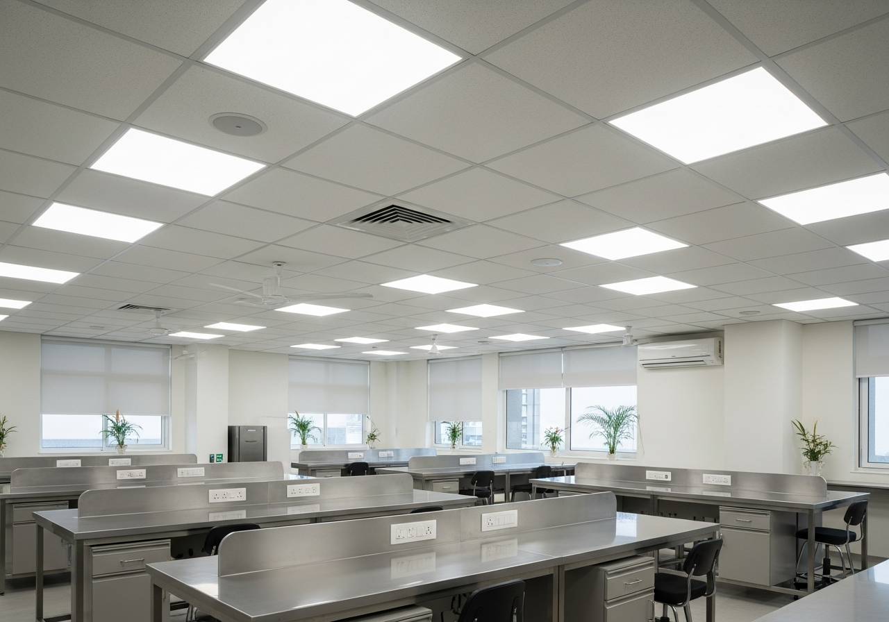Grid ceiling in a Bangalore medical lab