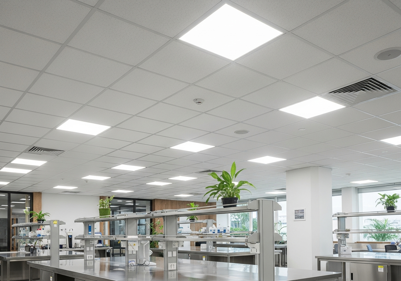 Grid ceiling in a Bangalore medical lab