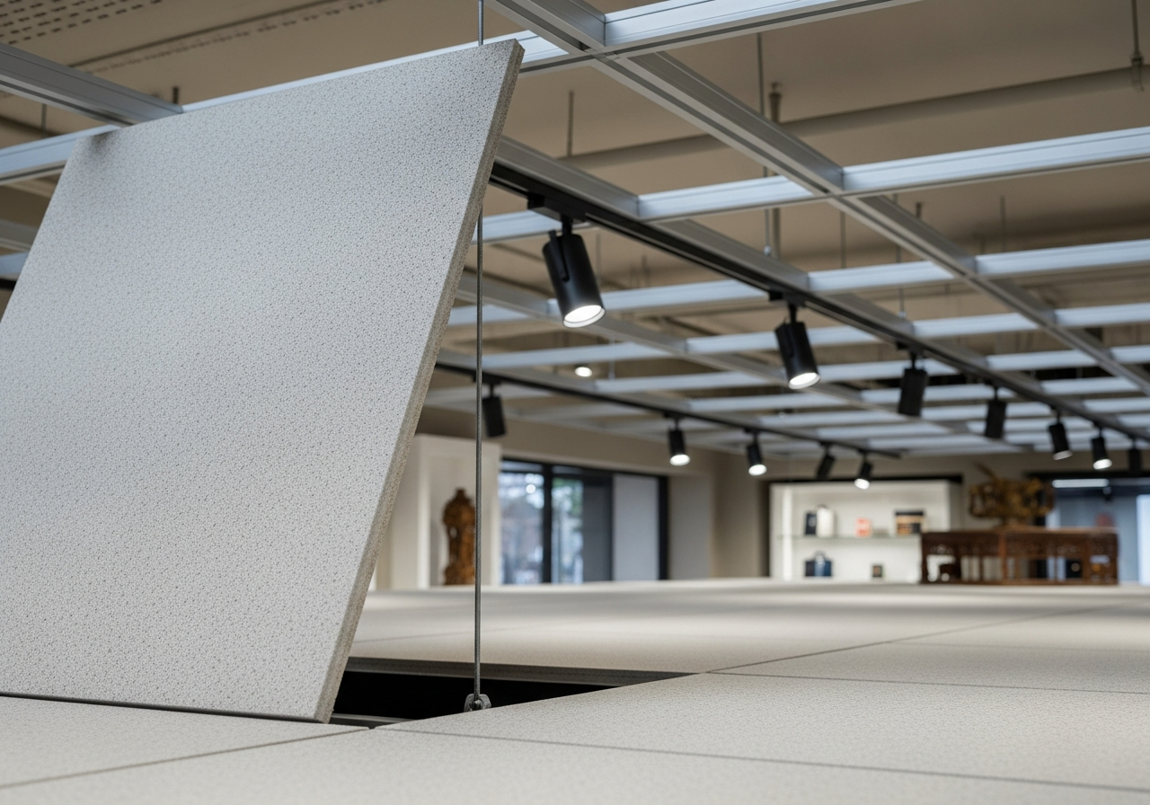 Grid ceiling in a Bangalore showroom