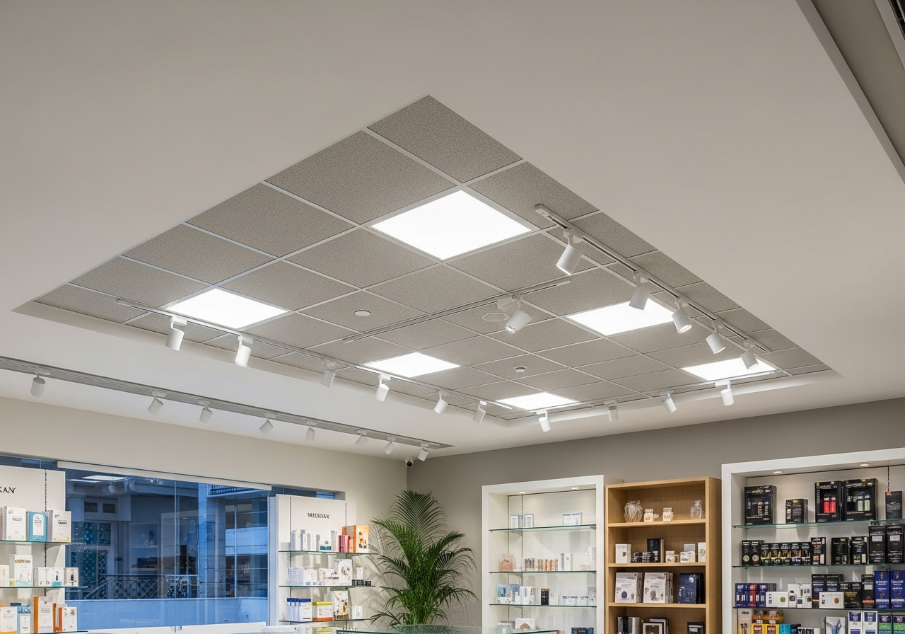 Grid ceiling in a Bangalore showroom