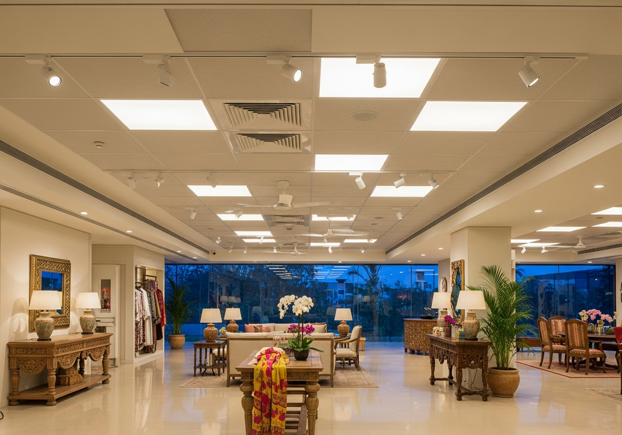 Grid ceiling in a Bangalore showroom