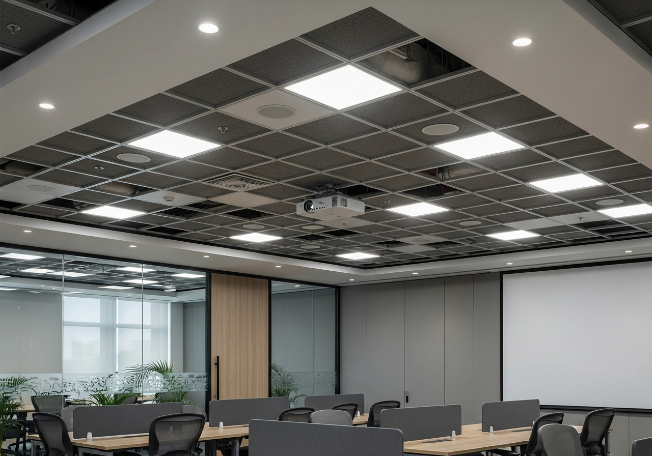 Grid ceiling in a Bangalore training centre