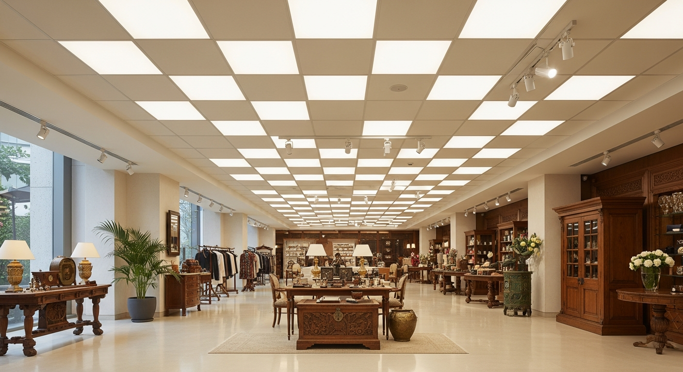 Grid ceiling in a Bangalore showroom