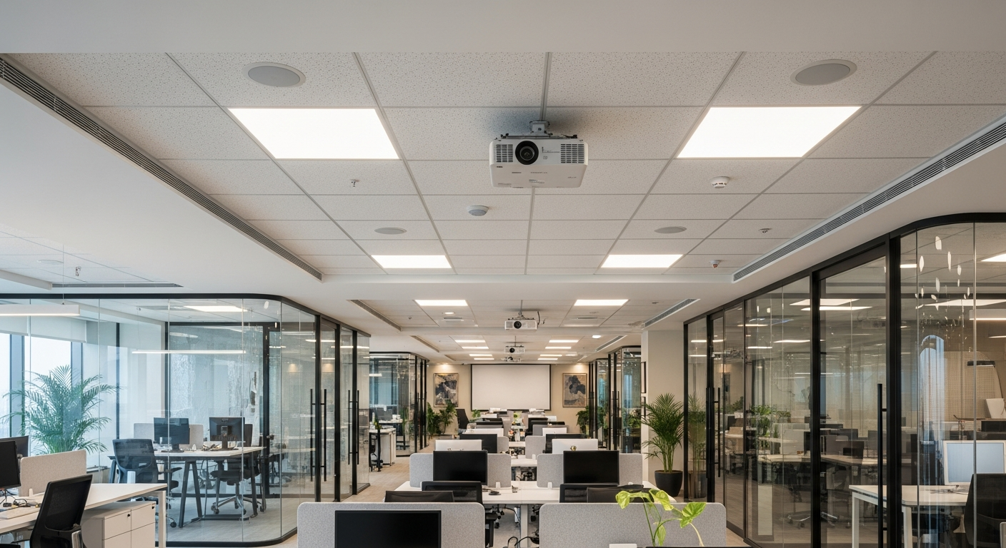 Grid ceiling in a Bangalore training centre