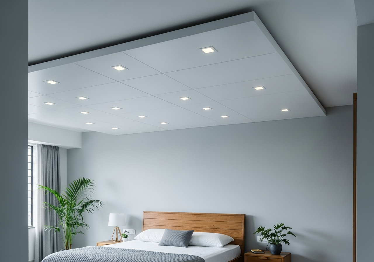 Gypsum false ceiling in a Bangalore 2BHK apartment