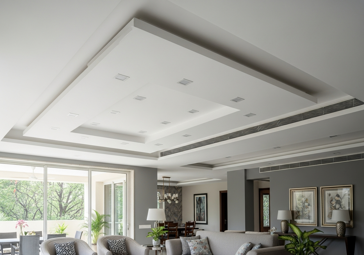 Gypsum false ceiling in a Bangalore 4BHK villa