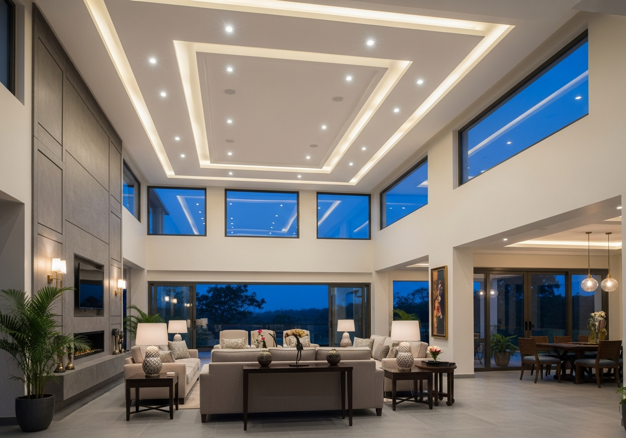 Gypsum false ceiling in a Bangalore 4BHK villa