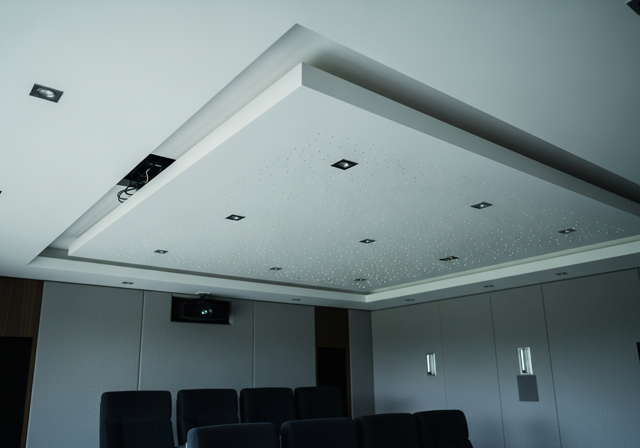 Gypsum false ceiling in a Bangalore home theatre