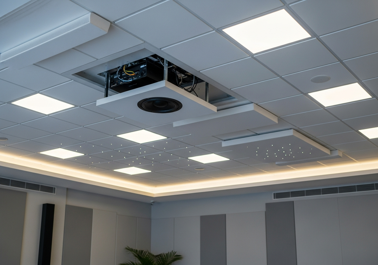 Gypsum false ceiling in a Bangalore home theatre