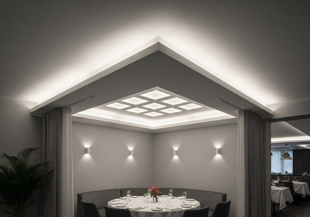 Gypsum false ceiling in a Bangalore restaurant