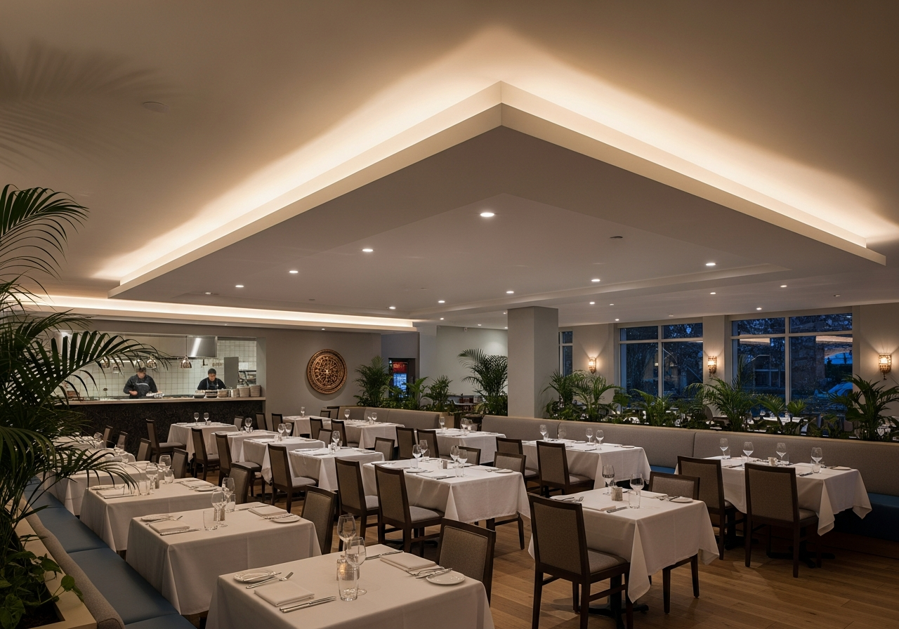 Gypsum false ceiling in a Bangalore restaurant