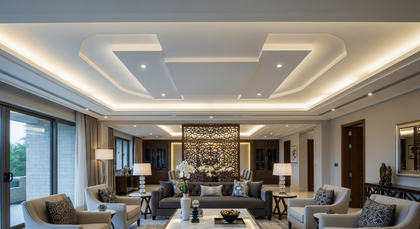 Gypsum false ceiling in a Bangalore 4BHK villa