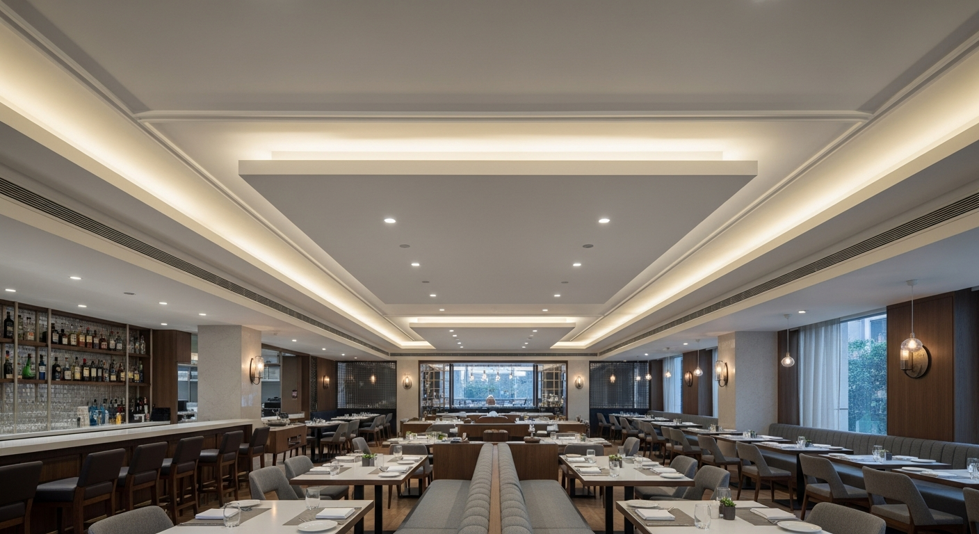 Gypsum false ceiling in a Bangalore restaurant