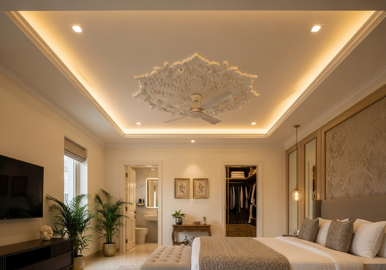 POP false ceiling in a Bangalore bedroom
