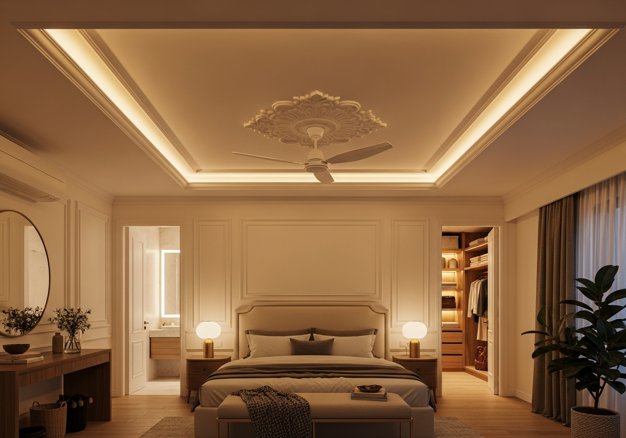 POP false ceiling in a Bangalore bedroom