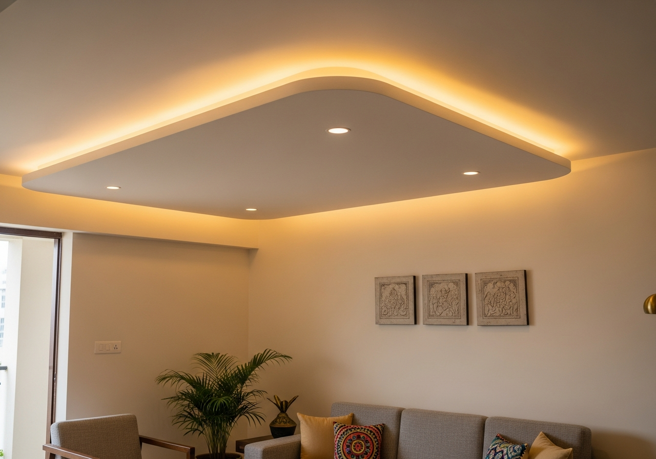 POP false ceiling in a renovated Bangalore apartment