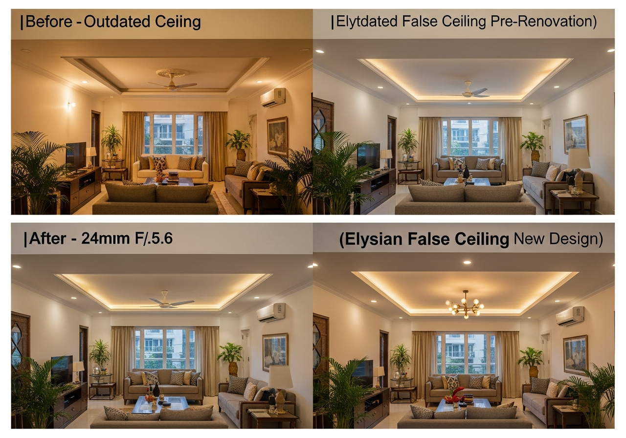 POP false ceiling in a renovated Bangalore apartment
