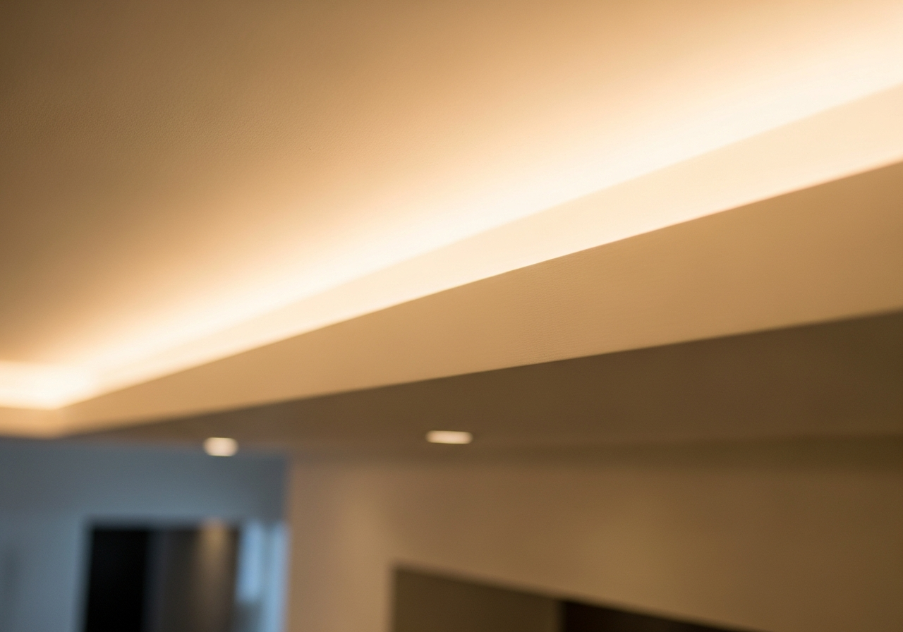 POP false ceiling in a Bangalore apartment with tray ceiling