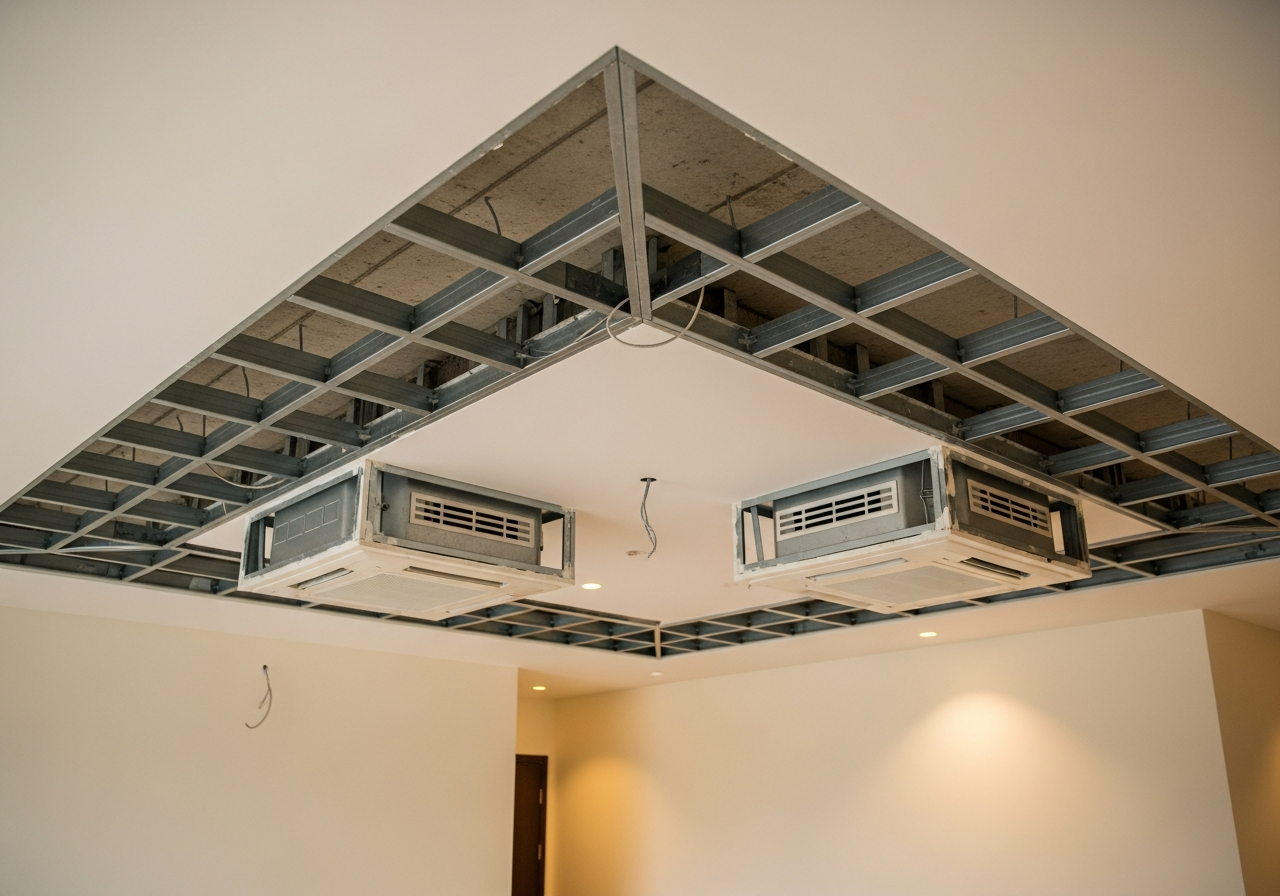POP false ceiling in a Bangalore apartment with tray ceiling
