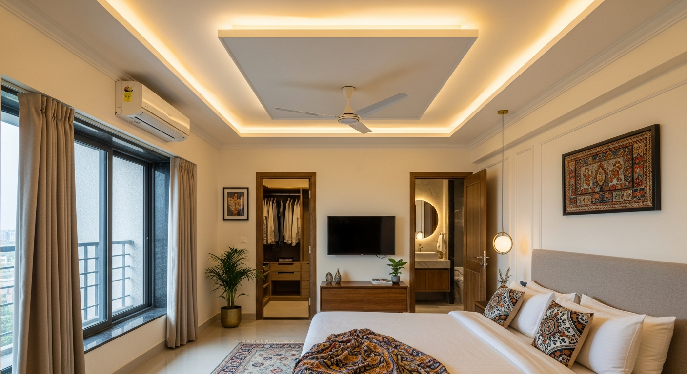 POP false ceiling in a Bangalore bedroom