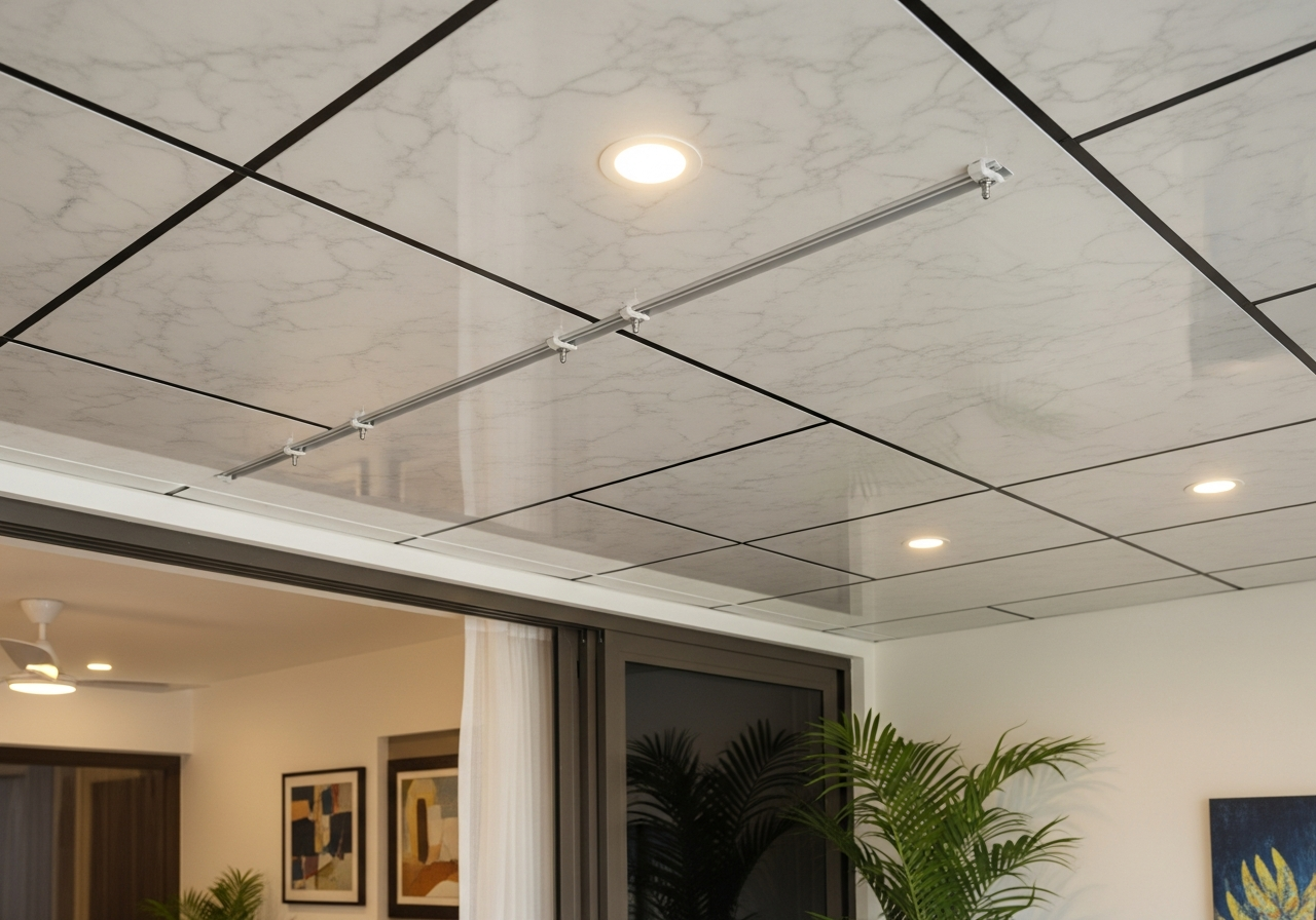 PVC false ceiling in a Bangalore apartment balcony