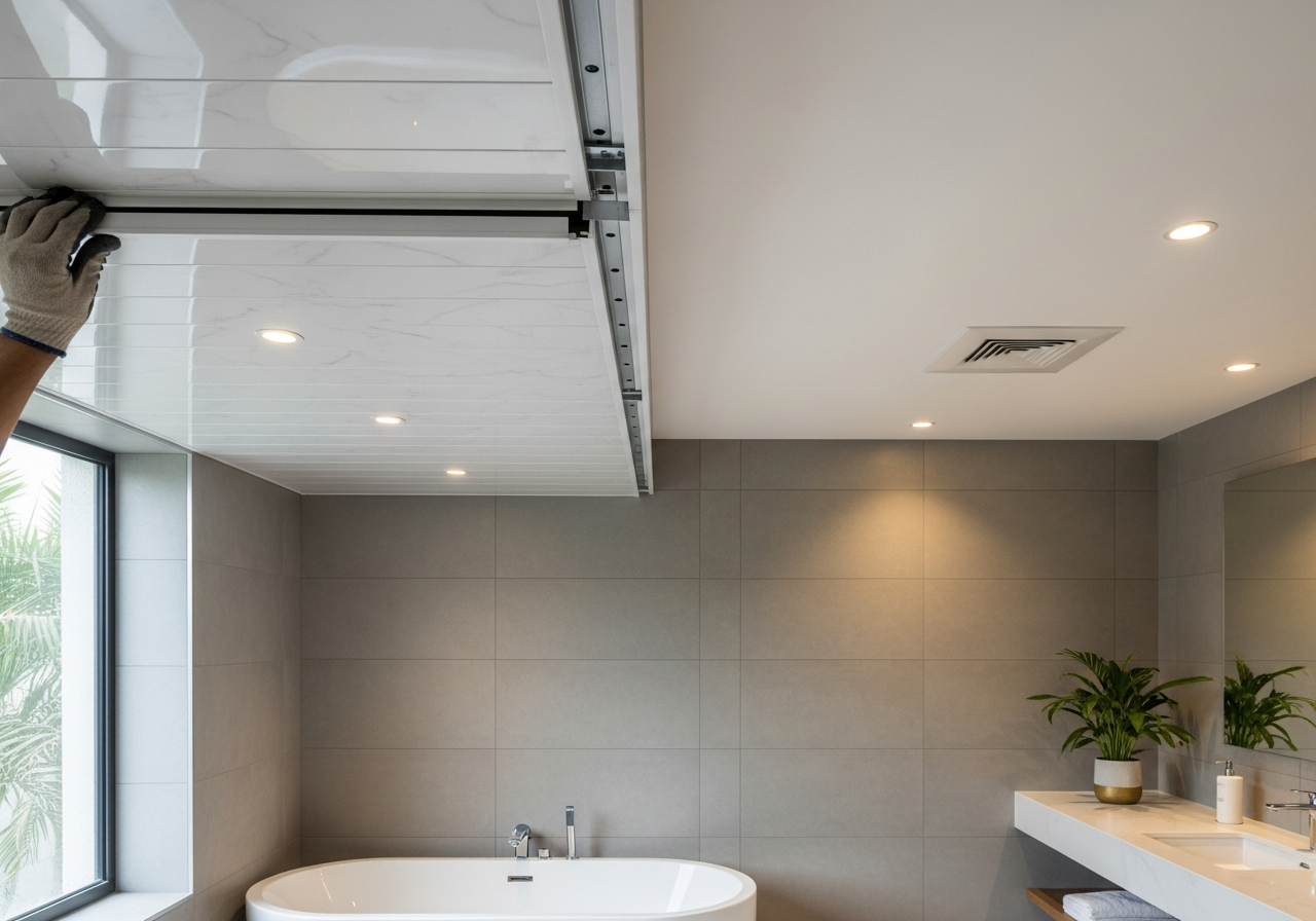 PVC false ceiling in a Bangalore bathroom