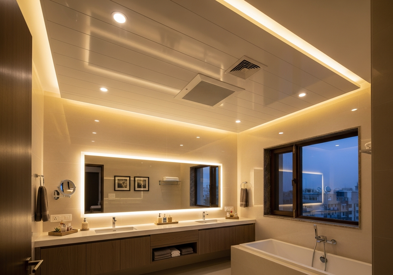 PVC false ceiling in a Bangalore bathroom