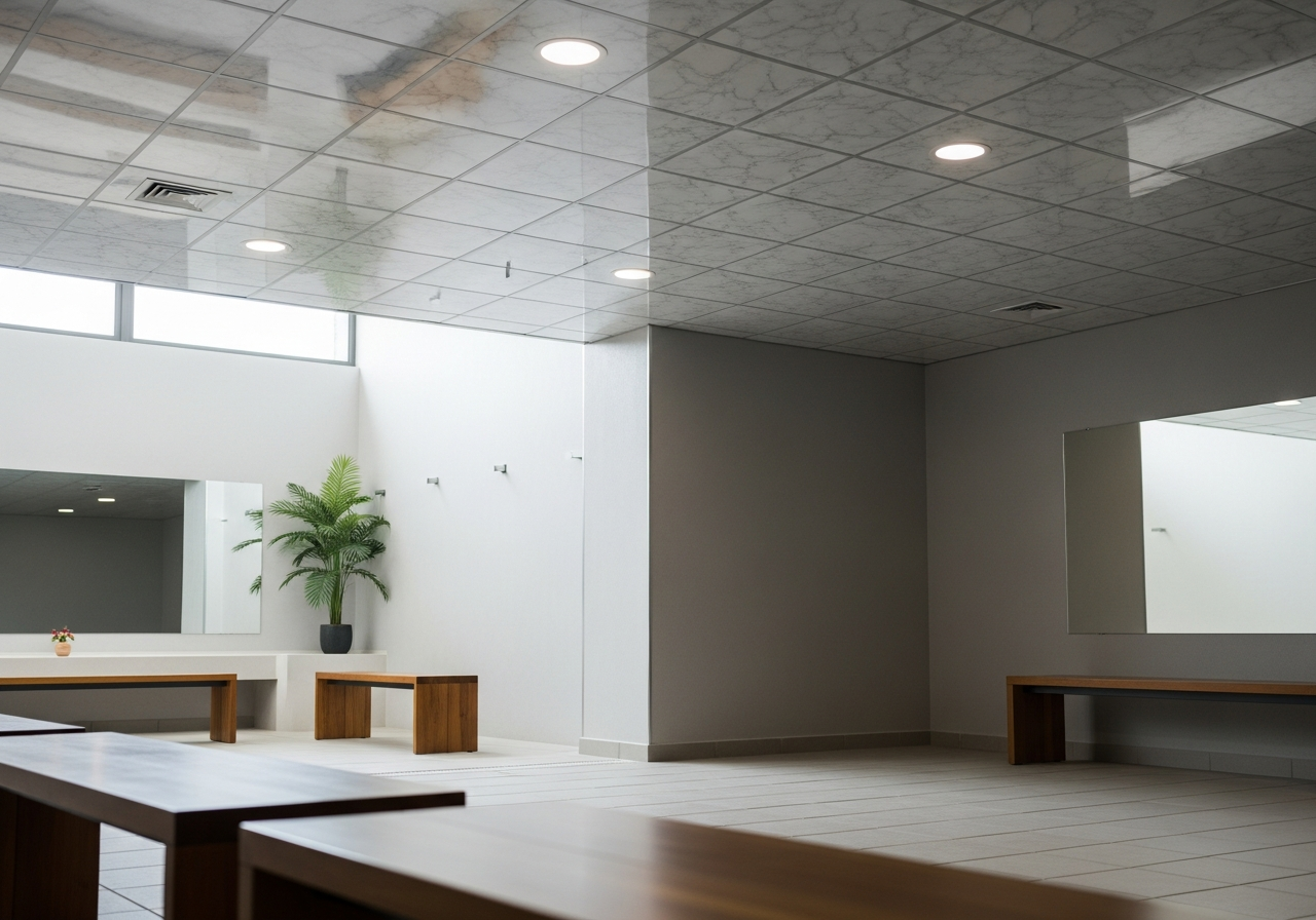 PVC false ceiling in a Bangalore villa pool area