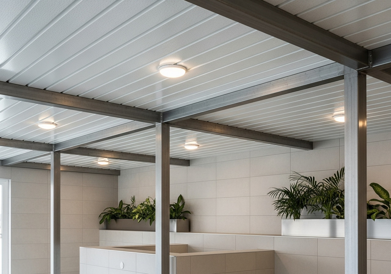 PVC false ceiling in a Bangalore villa pool area