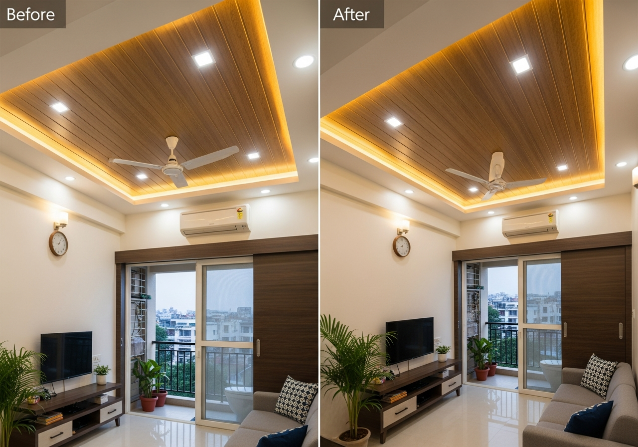 PVC false ceiling in a Bangalore utility room