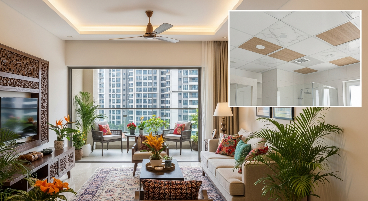 PVC false ceiling in a Bangalore bathroom